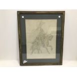 Continental school 20th Century, pencil study for a bronze sculpture, modelled as an equestrian