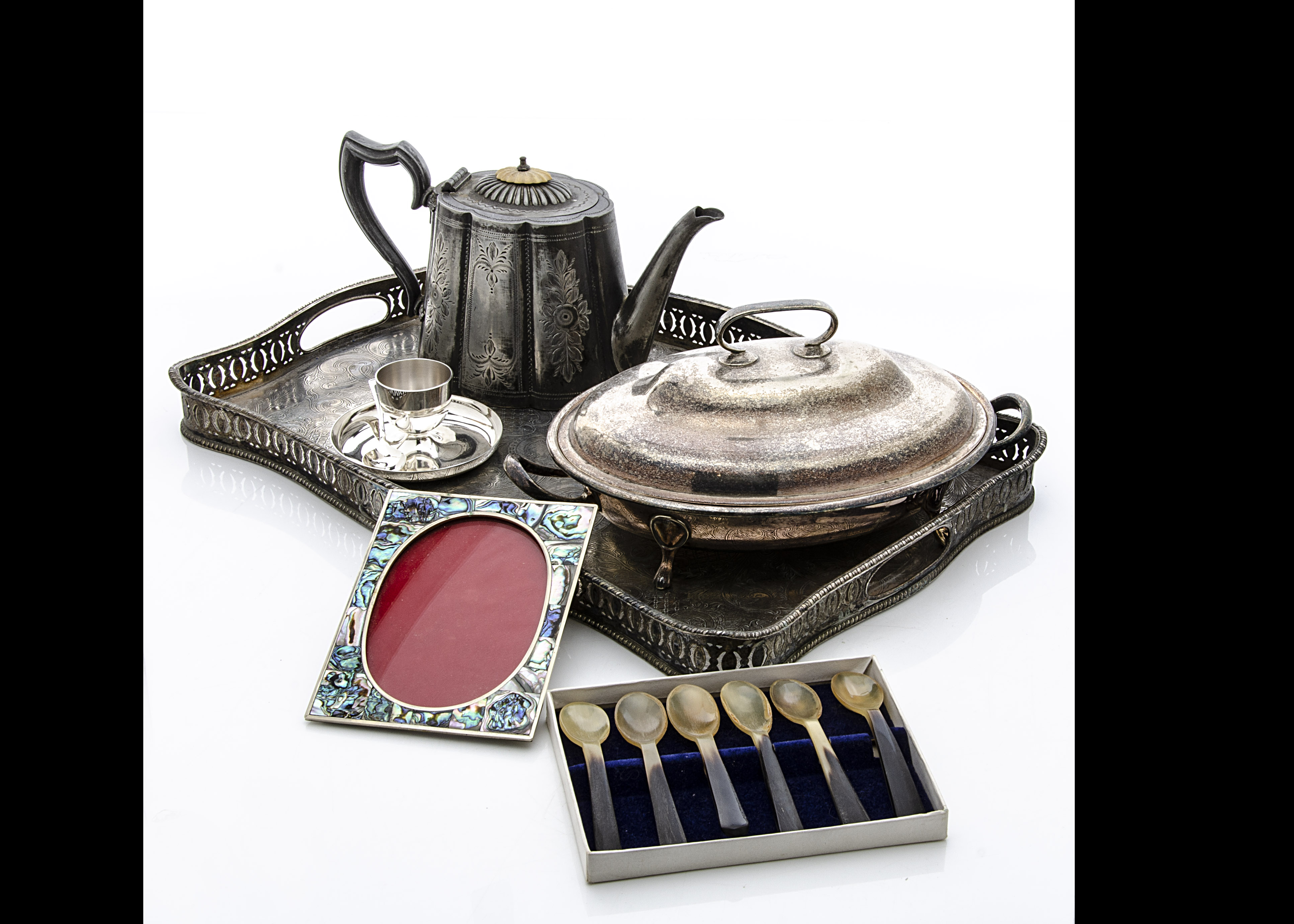 A large collection of silver plated items, in two boxes, including a presentation trowel, a tankard, - Image 3 of 3