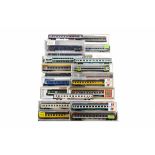Modern Continental N Gauge Coaches, various examples all cased Rollende Landstrabe white Roco 24311,