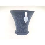 A contemporary Wedgwood 'interiors' matt dark blue flared vase, 24cm W x 25cm H x 18cm D No