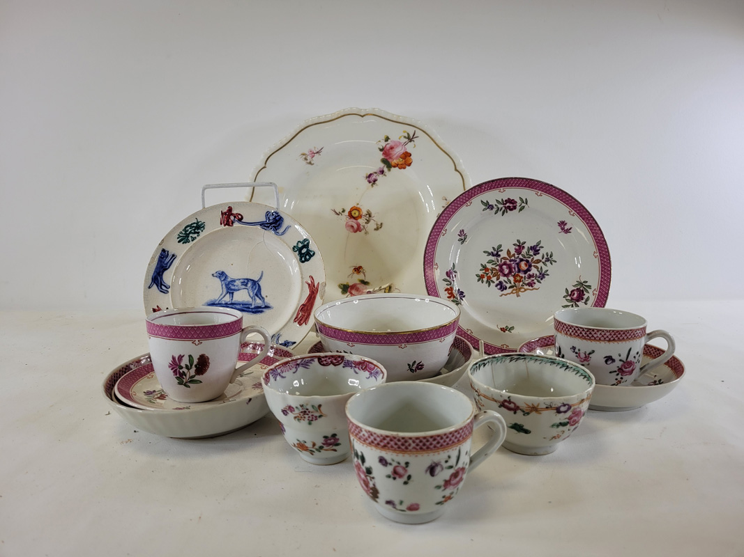 An assortment of polychrome enamelled porcelain in the manner of Newhall after the Chinese, to - Image 3 of 6