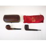 Barling's cased hallmarked silver collared smoking pipe, Edwin and William Barling, London, 1922