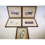 J.Macdonald, four watercolour prints, entitled 'Newcastle upon Tyne', 'Seahouse', 'Dunstanburgh', '