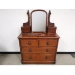 Mahogany two over two chest of drawers, Having vanity mirror flanked by two drawers on each side
