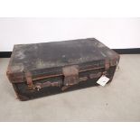 19th Century J. S. P large leather travel trunk, of John Sibthorpe Pooley, with some part worn