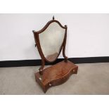 19th Century mahogany table top mirror, Serpentine form to the front having three storage