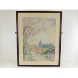 XXXX Francis, watercolour, Village scene with farmer leading cattle down the road, signed lower