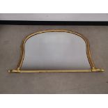 Gilt framed overmantel mirror, distressed painted finish.