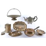 A group of predominantly silver plated ware to include two Meriden & Company silver plated raised