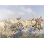 Terence Cuneo, signed limited edition print entitled 'Wild Horses of the Camargue', edition number