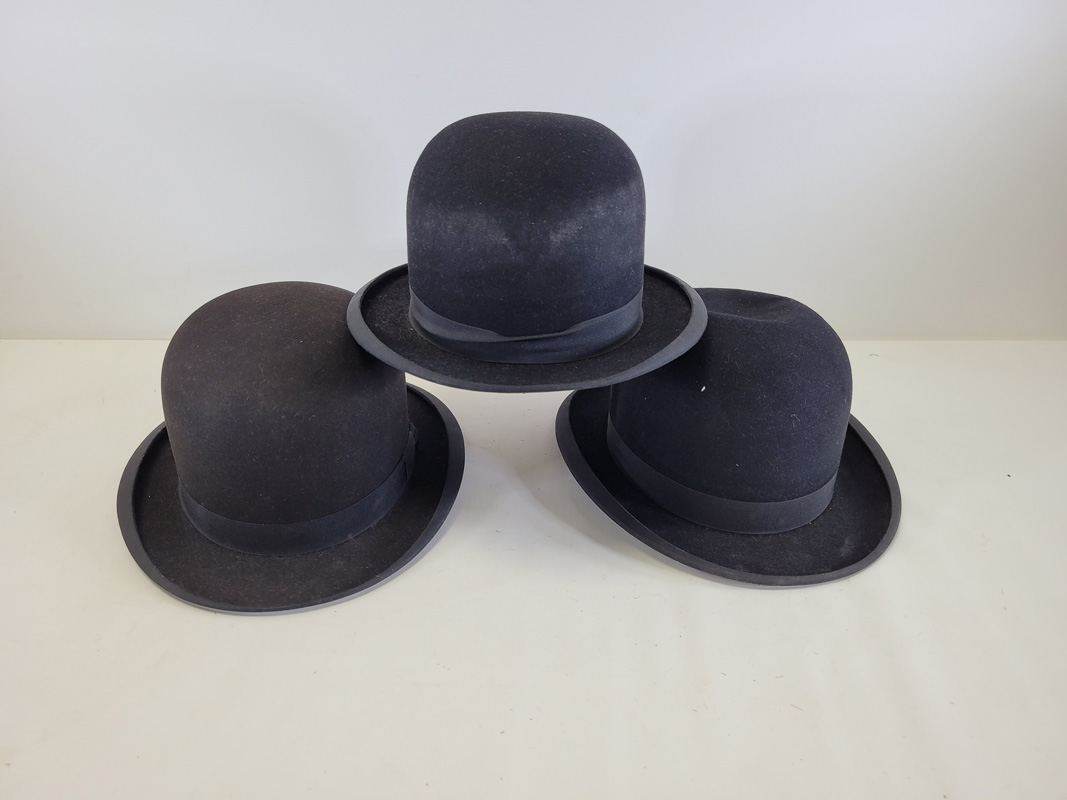 Three early 20th Century bowler hats, one retailed by Scott & Co, Old Bond Street, the others by '