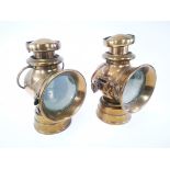 A pair of early 20th Century Lucas 'King of the Road' carriage lamps no.724, brass with copper