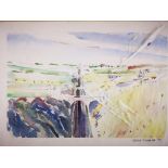 Alfred Huckett (British), pen and wash, entitled 'Railway', label verso and dated June 1994,