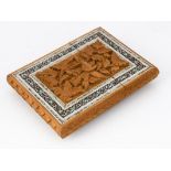 A late 19th or early 20th Century Middle Eastern sandalwood Sadeli calling card case, 10.8cm, with