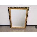 Black laquered and gilt painted rectangular mirror,