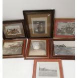 An assortment of prints to include a photographic example 'London Rowing Club on the Thames', framed
