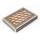 A late 19th or early 20th Century Middle Eastern Sadeli calling card case, 10.4cm, with chequer