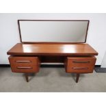 Mid 20th Century G-plan teak mirror backed dressing table, with rectangular adjustable mirror raised