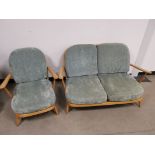 Mid 20th Century Ercol Windsor 203 two seater arm chair, Together with matching single arm chair.