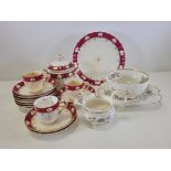 A quantity of 19th Century china to include a part service with moulded scrolling decoration and