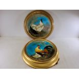 Theodore Deck (1823-1891) a pair of Victorian framed circular art earthenware pottery chargers circa