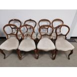 Set of six mahogany balloon back chairs, together with a pairs of similar styled framework,