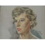 Erisla, pastel on coloured paper, portrait of a female, signed and dated lower right 64. 30cm x