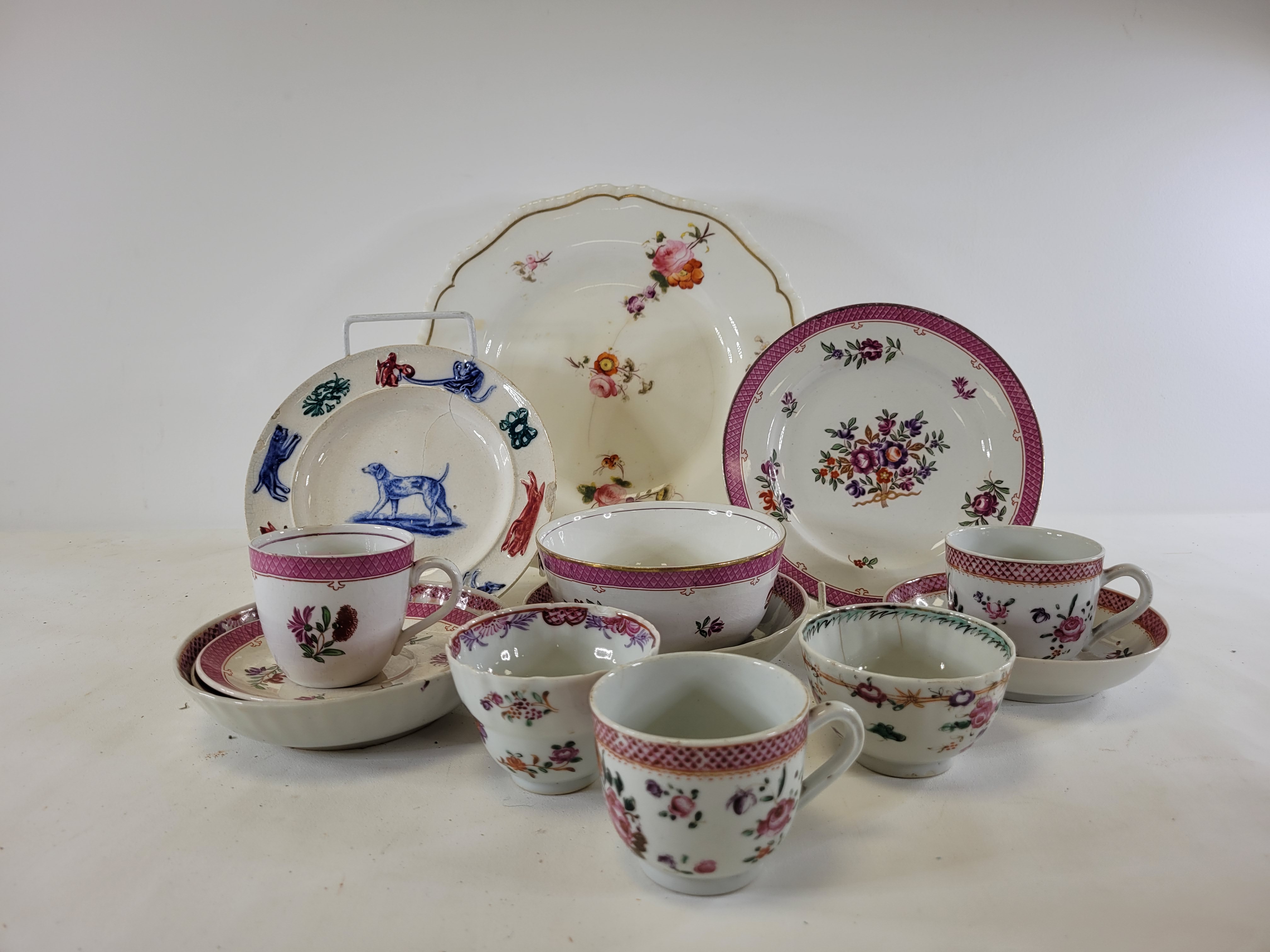 An assortment of polychrome enamelled porcelain in the manner of Newhall after the Chinese, to - Image 2 of 6