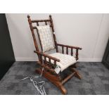 19th Century oak childs rocking chair, Having spindle supports and stretchers, later applied