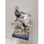 A Rye pottery heroes of American history figure on horseback, the base marked 'Rye Pottery 2000',