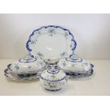 An extensive Ridgways Royal Semi Porcelain dinner service of floriform shape with transfer printed