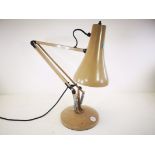 Anglepoise Model 90 adjustable table lamp, finished in light brown, raised on a circular base,