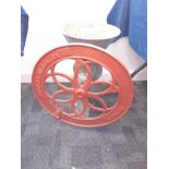 A 'Cypher Incubator Co' London marketed grinder, with red painted wheel, height 54cm