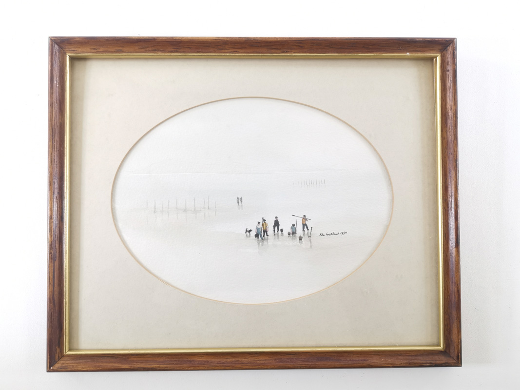 Ken Lockhead, watercolour on paper, entitled 'Solway Bait-Diggers', signed and dated 1980 to lower - Image 6 of 6