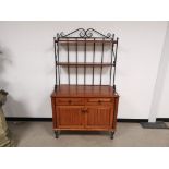 Modern continental style dresser, With bent metal frame work and supports. Two wooden shelves to the