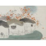 Yu Qu, watercolour, entitled 'Homeland of water', signed and titled upper right. Certificate of