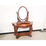 Victorian mahogany console table, with shaped top, single drawer to frieze, raised on cabriole front