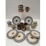 A group of Mosse and Brixton Pottery tableware with designs of animals and plants, to include six