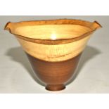 Bert Marsh (1932-2011) a laburnum turned wood flared footed bowl, incised mark to foot of base, 10.