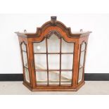 Walnut glazed hanging display cabinet, with burr walnut veneer, single glazed door and two