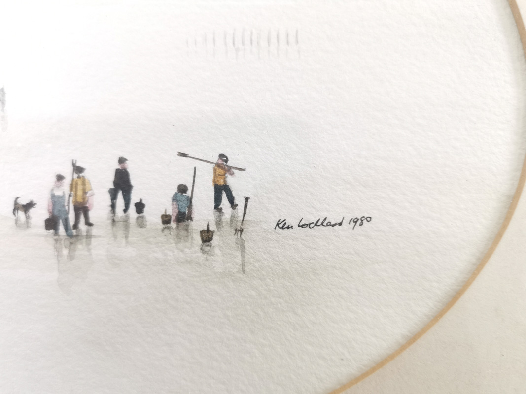 Ken Lockhead, watercolour on paper, entitled 'Solway Bait-Diggers', signed and dated 1980 to lower - Image 3 of 6