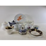 An assortment of predominantly 19th Century ceramics to include a German Meissen porcelain cup