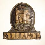 Alliance British and Foreign Fire and Life Assurance Company Fire Mark, 1824-1859, W63B copper, F-G,