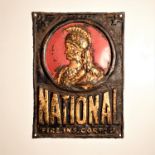 National Fire Insurance Corporation Fire Mark, 1878-1888, W113A, copper, F, original paint