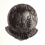 Liverpool and London Fire and Life Insurance Company Fire Mark, 1847-1864, W96A, copper, F-G