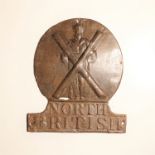 North British Insurance Company Fire Mark, 1809-1862, W53B, tinned iron, G, one corrosion hole by