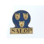 Salop Fire Office Fire Mark, 1780-1890, W20B, copper, VG, original paint