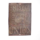 Bristol Union Fire and Life Insurance Company Fire Mark, 1818-1844, W54A, tinned iron, G, traces