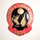 Liverpool and London and Globe Insurance Company Fire Marks, 1864-1919, copper - W105A, G-VG,