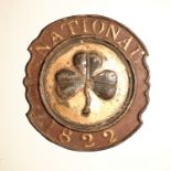 National Assurance Company of Ireland Fire Marks, 1822-1904, tinned iron - W59A, F, original paint